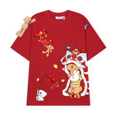 Áo thun JoyBear FIDE TEEDY phông cotton unisex nam nữ Form rộng cổ tròn đính gấu - AT136 (TẶNG GẤU)