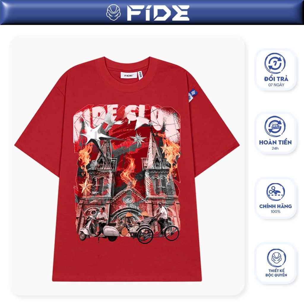 Áo thun Địa danh FIDE Sài Gòn phông cotton unisex nam nữ Form rộng cổ tròn - AT139