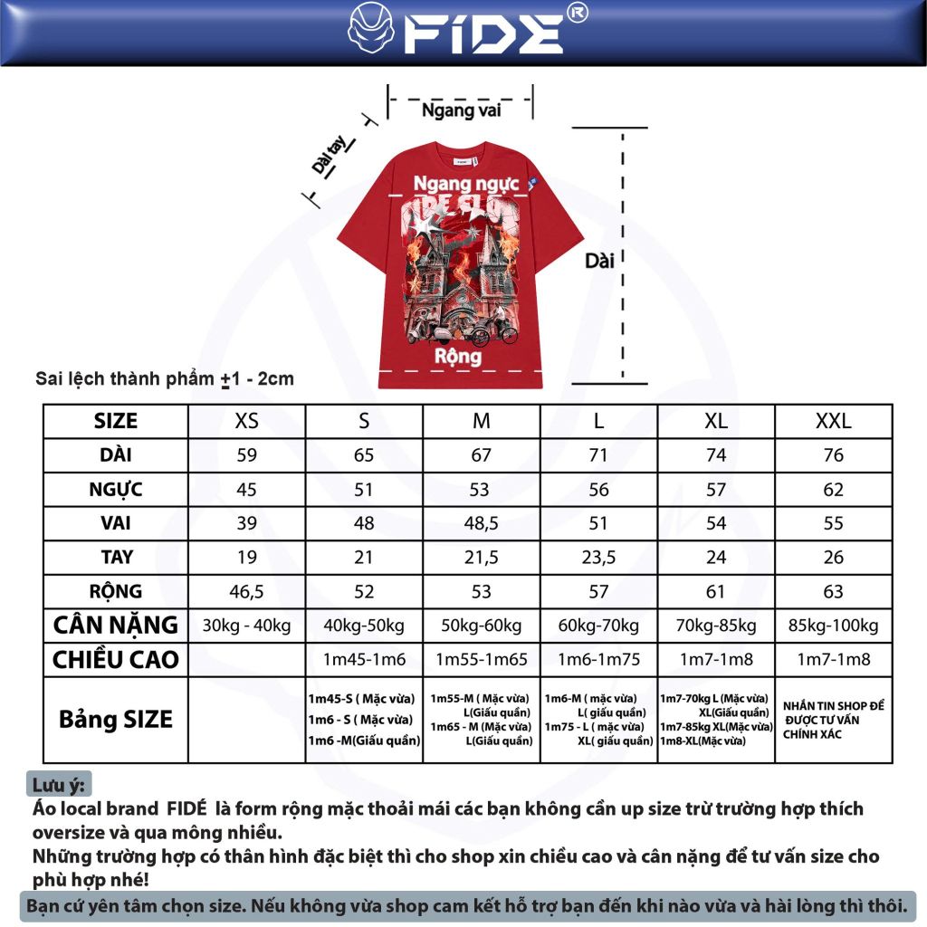 Áo thun Địa danh FIDE Sài Gòn phông cotton unisex nam nữ Form rộng cổ tròn - AT139
