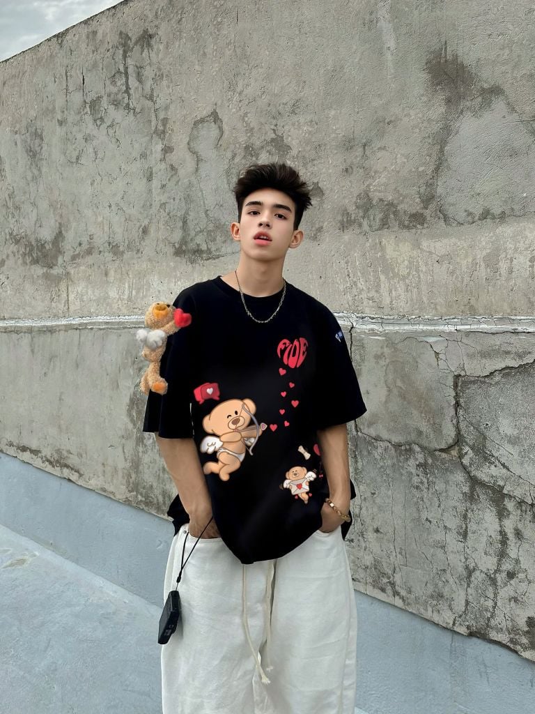 Áo thun FIDE Valentine cặp đôi unisex form rộng local brand cổ tròn oversize - AT145 (Tặng gấu)