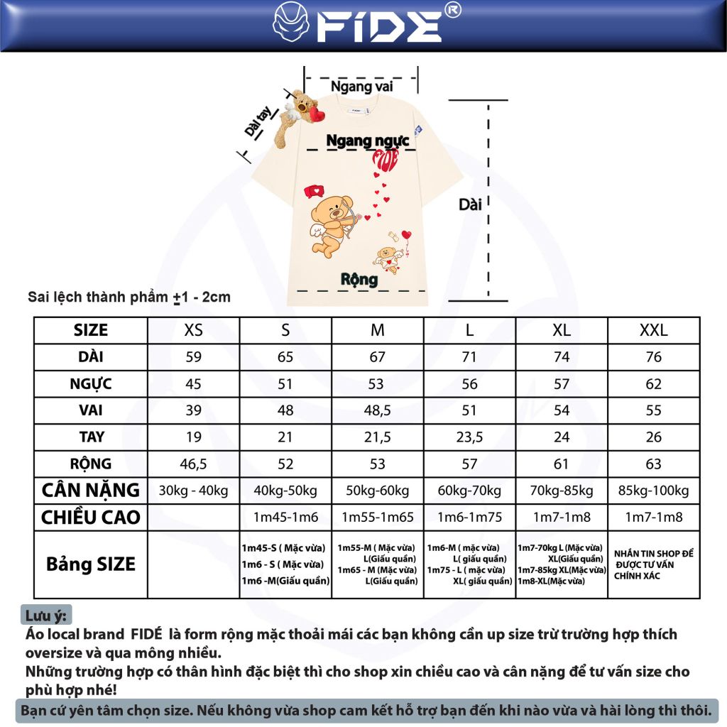 Áo thun FIDE Valentine cặp đôi unisex form rộng local brand cổ tròn oversize - AT145 (Tặng gấu)