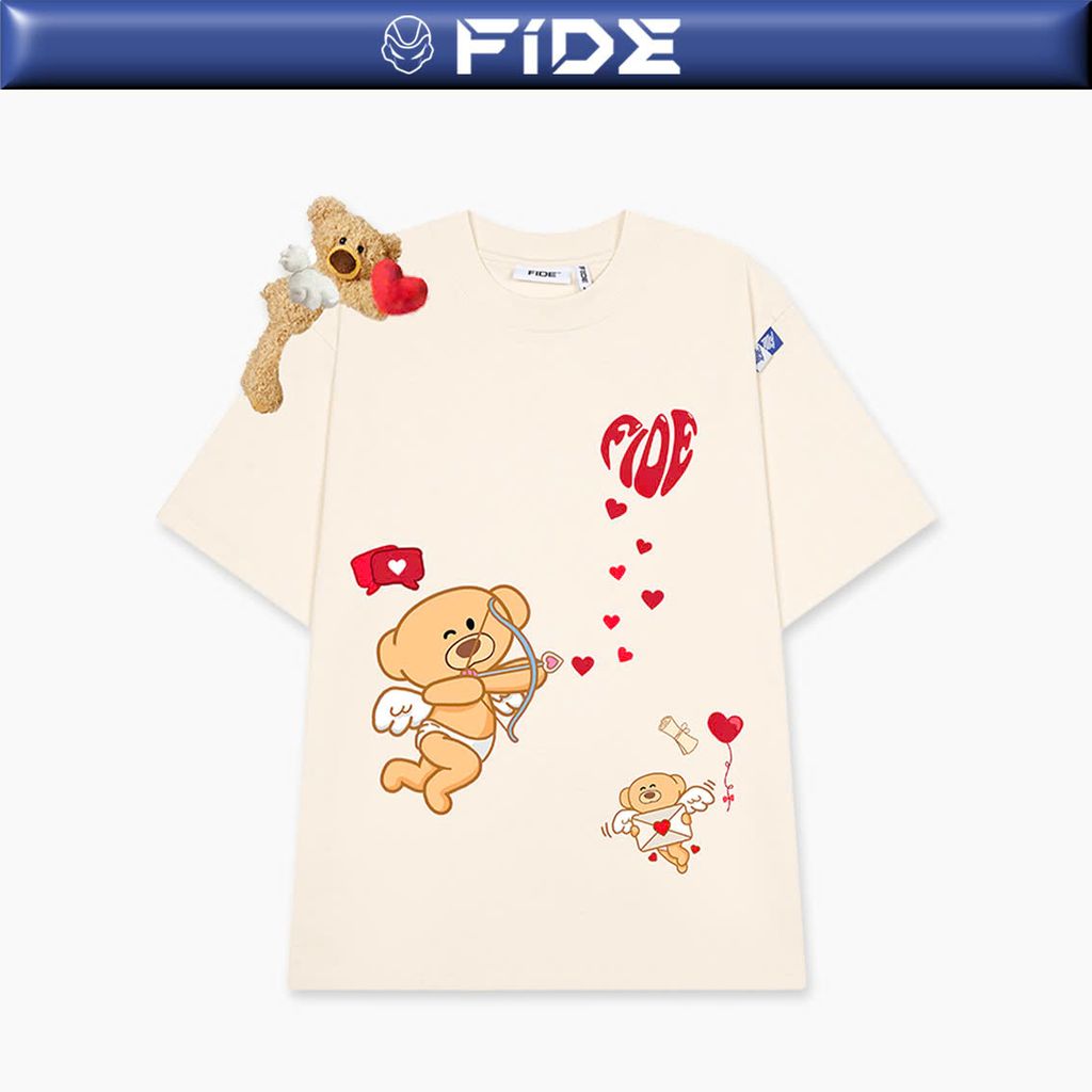 Áo thun FIDE Valentine cặp đôi unisex form rộng local brand cổ tròn oversize - AT145 (Tặng gấu)