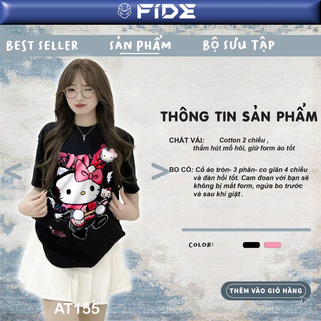 Áo thun FIDE KittyCat phông unisex form rộng local brand nam nữ cổ tròn oversize - AT146 (Tặng mèo)