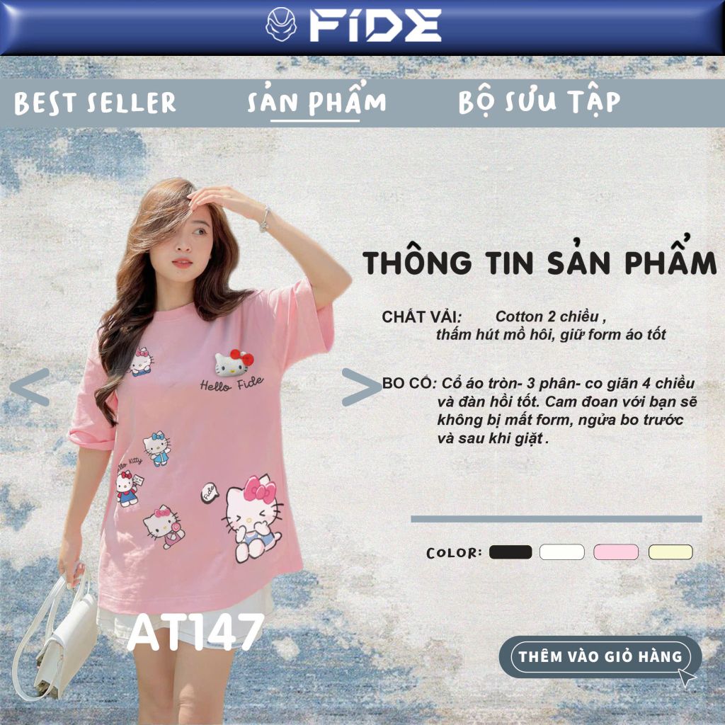 Áo thun FIDE KittyCat phông unisex form rộng local brand nam nữ cổ tròn oversize - AT147 (Tặng mèo)