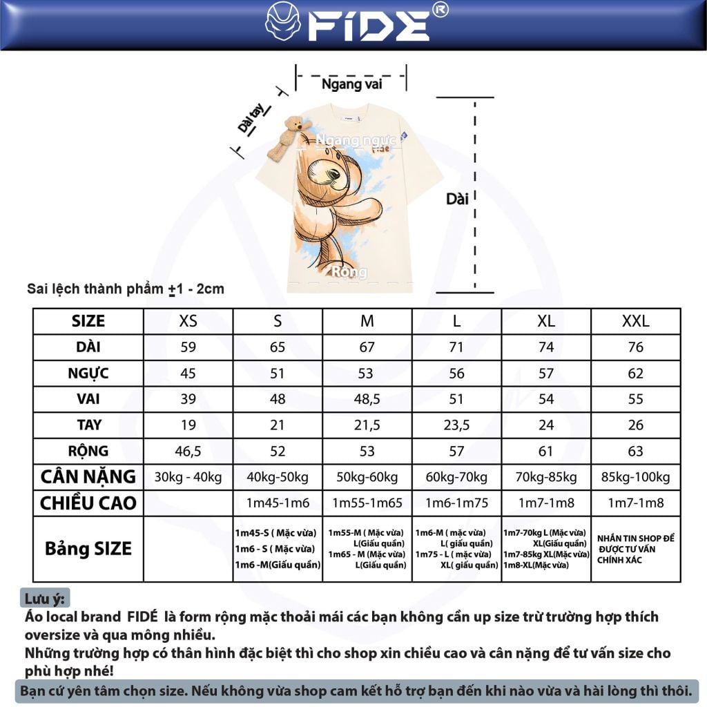 Áo thun FIDE JoyBear cotton unisex form rộng local brand cổ tròn oversize - AT148 (Tặng gấu)