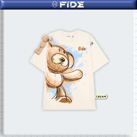 Áo thun FIDE JoyBear cotton unisex form rộng local brand cổ tròn oversize - AT148 (Tặng gấu)