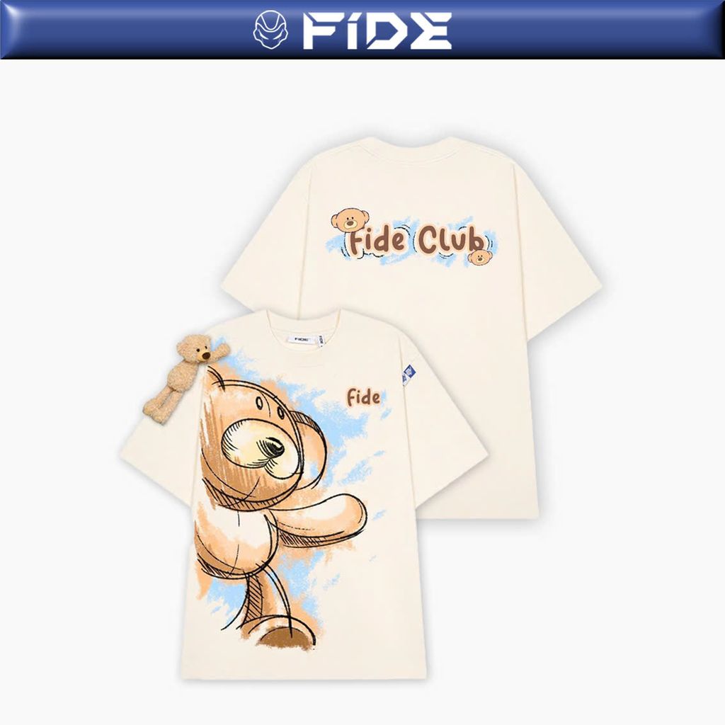 Áo thun FIDE JoyBear cotton unisex form rộng local brand cổ tròn oversize - AT148 (Tặng gấu)