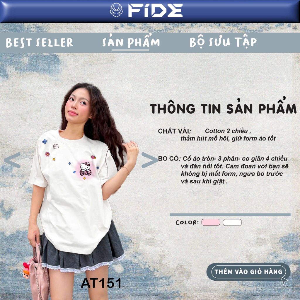 Áo thun FIDE KittyCat phông unisex form rộng local brand nam nữ cổ tròn oversize - AT151