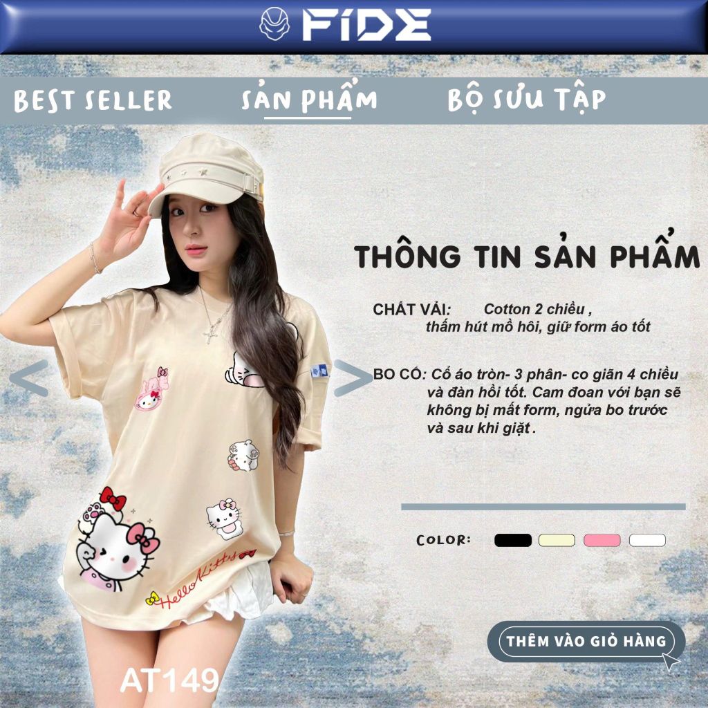 Áo thun FIDE KittyCat phông unisex form rộng local brand nam nữ cổ tròn oversize - AT149