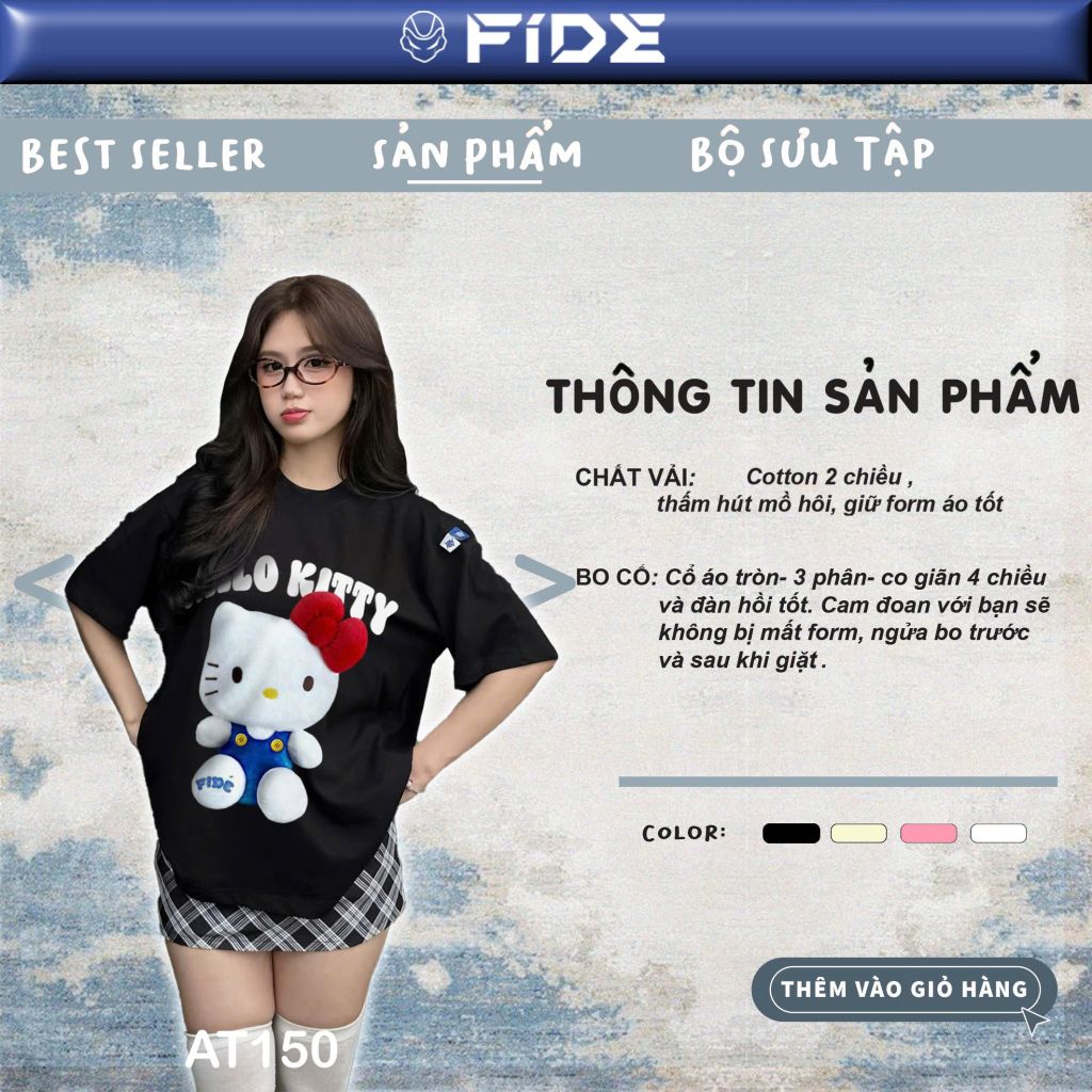 Áo thun FIDE KittyCat phông unisex form rộng local brand nam nữ cổ tròn oversize - AT150