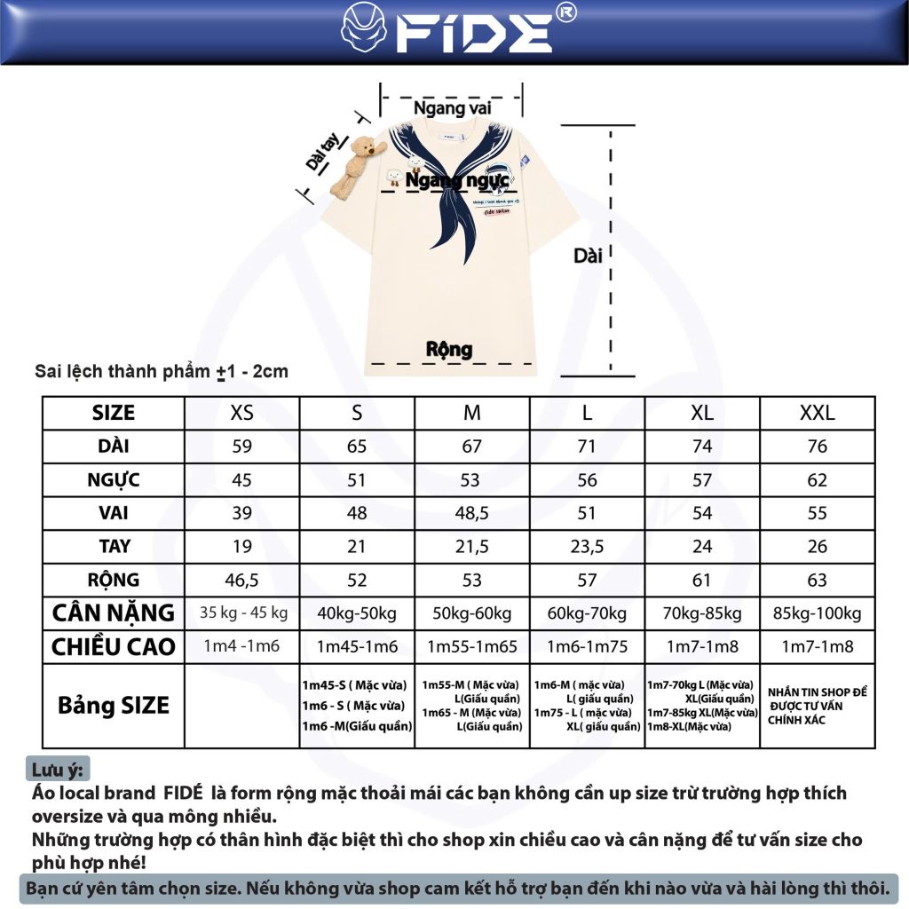 Áo thun FIDE JoyBear unisex form rộng đính gấu local brand cổ tròn oversize - AT152 (Tặng gấu)