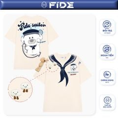 Áo thun FIDE JoyBear unisex form rộng đính gấu local brand cổ tròn oversize - AT152 (Tặng gấu)