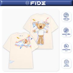 Áo thun FIDE JoyBear unisex form rộng đính gấu local brand cổ tròn oversize - AT156 (Tặng gấu)