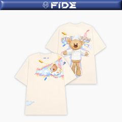 Áo thun FIDE JoyBear unisex form rộng đính gấu local brand cổ tròn oversize - AT156 (Tặng gấu)