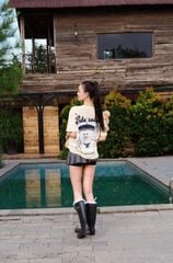 Áo thun FIDE JoyBear unisex form rộng đính gấu local brand cổ tròn oversize - AT152 (Tặng gấu)