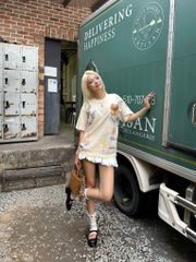 Áo thun FIDE JoyBear unisex form rộng đính gấu local brand cổ tròn oversize - AT153 (Tặng gấu)