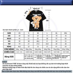 Áo thun FIDE JoyBear unisex form rộng đính gấu local brand cổ tròn oversize - AT155 (Tặng gấu)