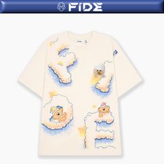 Áo thun FIDE JoyBear unisex form rộng đính gấu local brand cổ tròn oversize - AT153 (Tặng gấu)