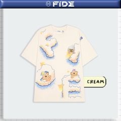 Áo thun FIDE JoyBear unisex form rộng đính gấu local brand cổ tròn oversize - AT153 (Tặng gấu)