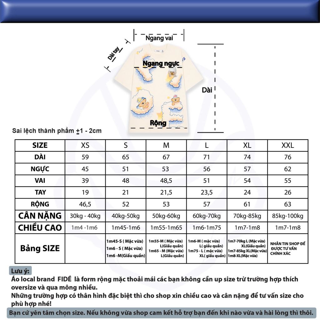 Áo thun FIDE JoyBear unisex form rộng đính gấu local brand cổ tròn oversize - AT153 (Tặng gấu)