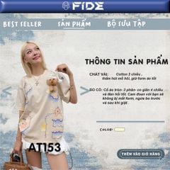 Áo thun FIDE JoyBear unisex form rộng đính gấu local brand cổ tròn oversize - AT153 (Tặng gấu)