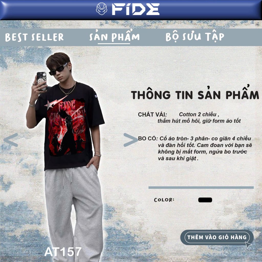Áo thun FIDE phông unisex form rộng local brand nam nữ cổ tròn oversize - AT157