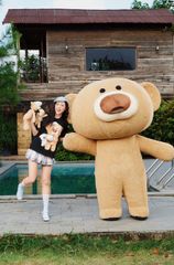 Áo thun FIDE JoyBear unisex form rộng đính gấu local brand cổ tròn oversize - AT155 (Tặng gấu)