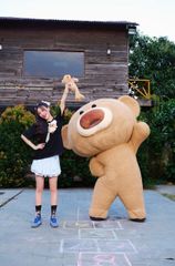 Áo thun FIDE JoyBear unisex form rộng đính gấu local brand cổ tròn oversize - AT154 (Tặng gấu)