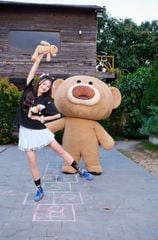 Áo thun FIDE JoyBear unisex form rộng đính gấu local brand cổ tròn oversize - AT154 (Tặng gấu)