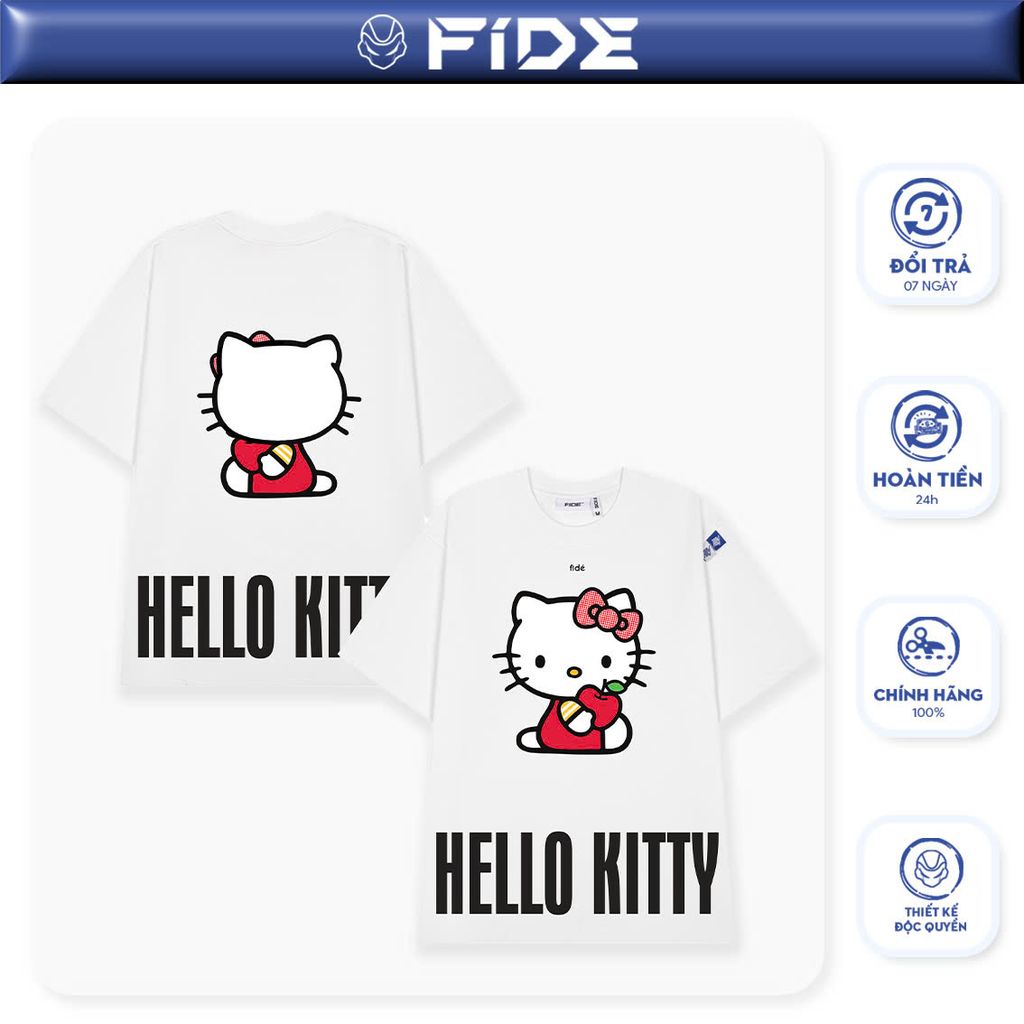 Áo thun FIDE Hello Kitty phông unisex form rộng local brand nam nữ cổ tròn oversize - AT160