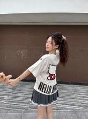 Áo thun FIDE Hello Kitty phông unisex form rộng local brand nam nữ cổ tròn oversize - AT160