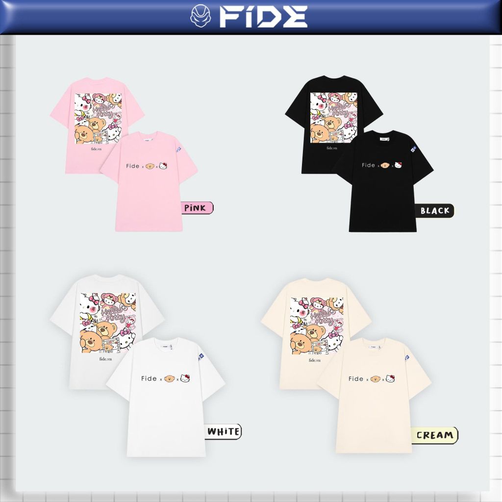 Áo thun FIDE Hello Kitty phông unisex form rộng local brand nam nữ cổ tròn oversize - AT163