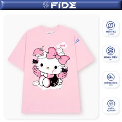 Áo thun FIDE Hello Kitty phông unisex form rộng local brand nam nữ cổ tròn oversize- AT164(Tặng Mèo)