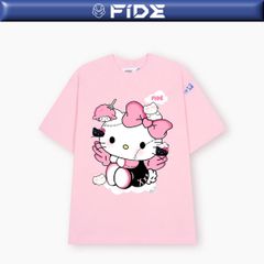 Áo thun FIDE Hello Kitty phông unisex form rộng local brand nam nữ cổ tròn oversize- AT164(Tặng Mèo)