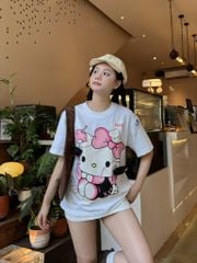 Áo thun FIDE Hello Kitty phông unisex form rộng local brand nam nữ cổ tròn oversize- AT164(Tặng Mèo)