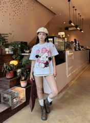 Áo thun FIDE Hello Kitty phông unisex form rộng local brand nam nữ cổ tròn oversize- AT164(Tặng Mèo)