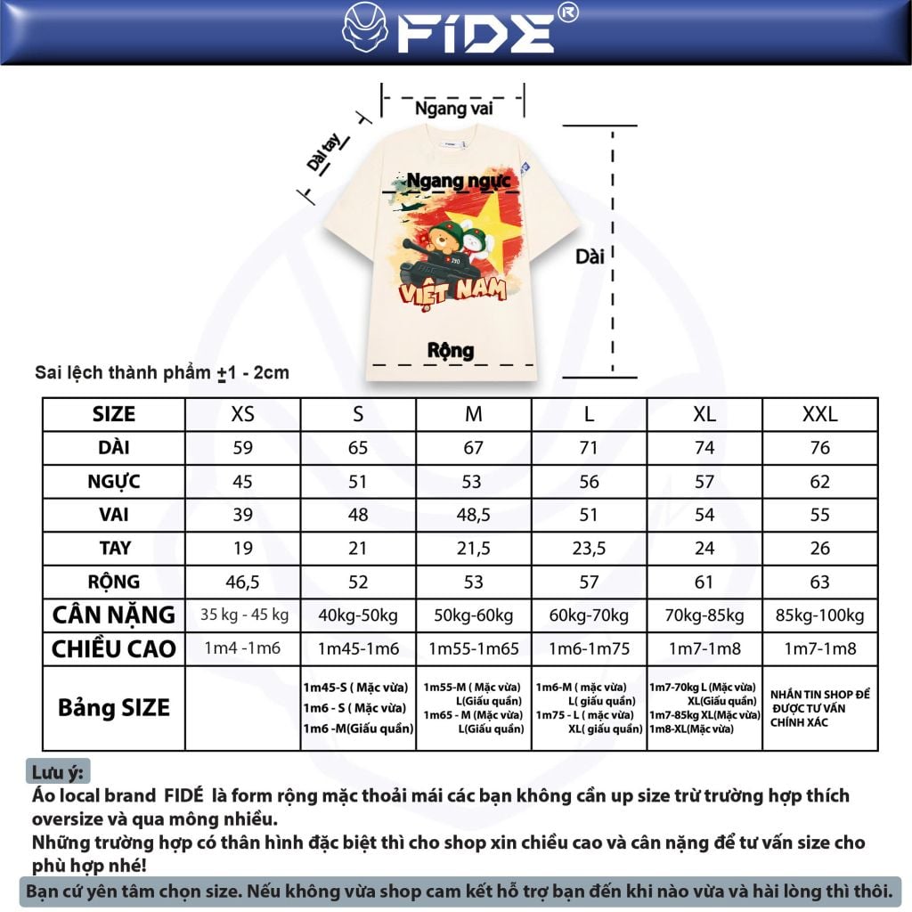 Áo thun FIDE Việt Nam phông unisex form rộng local brand nam nữ cổ tròn oversize - AT166