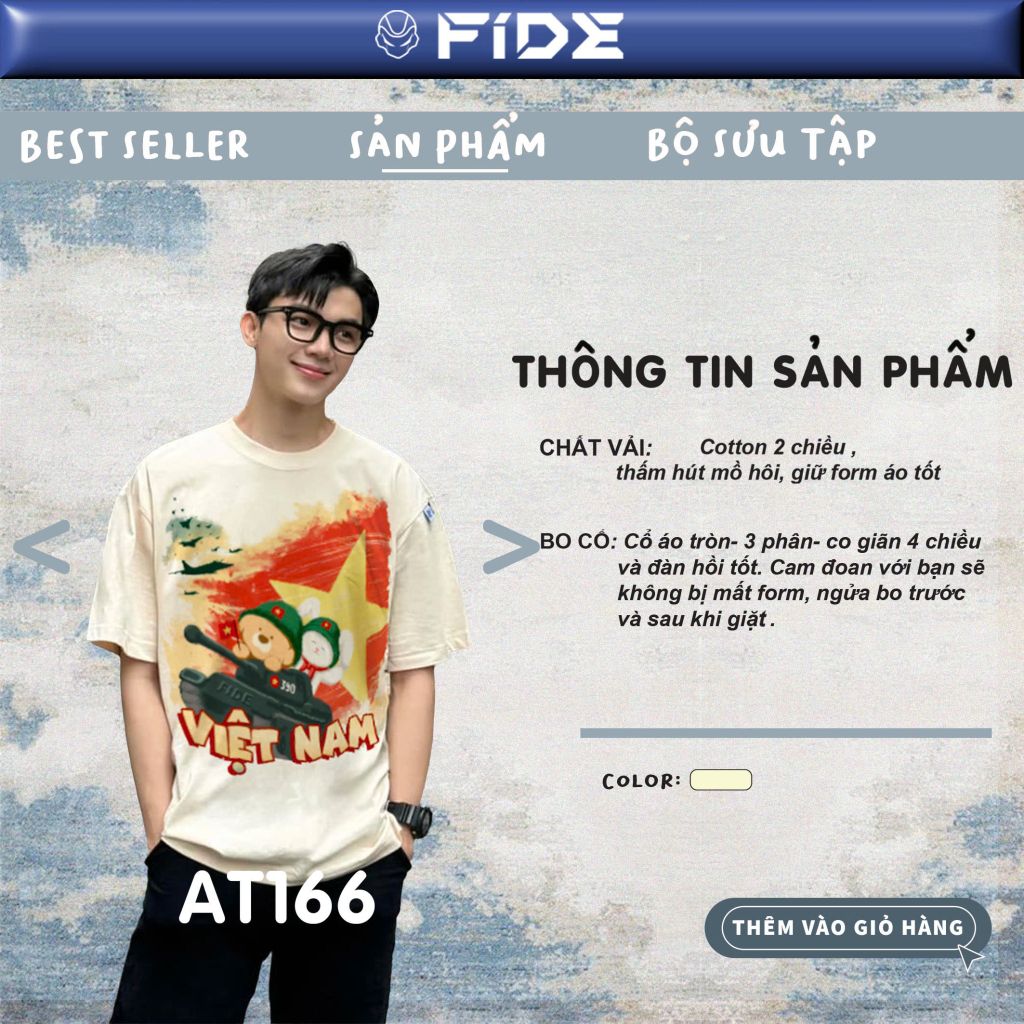 Áo thun FIDE Việt Nam phông unisex form rộng local brand nam nữ cổ tròn oversize - AT166
