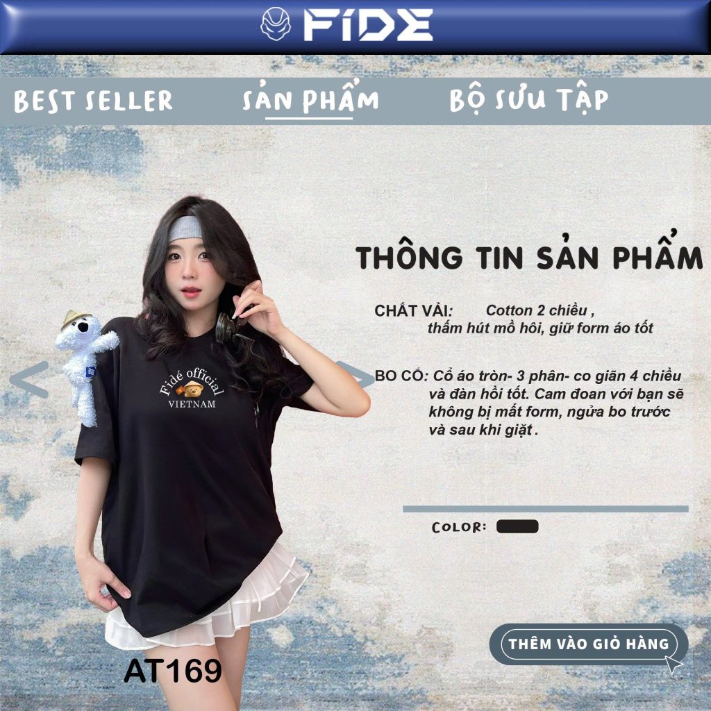 Áo thun FIDE Việt Nam phông unisex form rộng local brand nam nữ cổ tròn oversize - AT169 ( TẶNG KÈM GẤU )