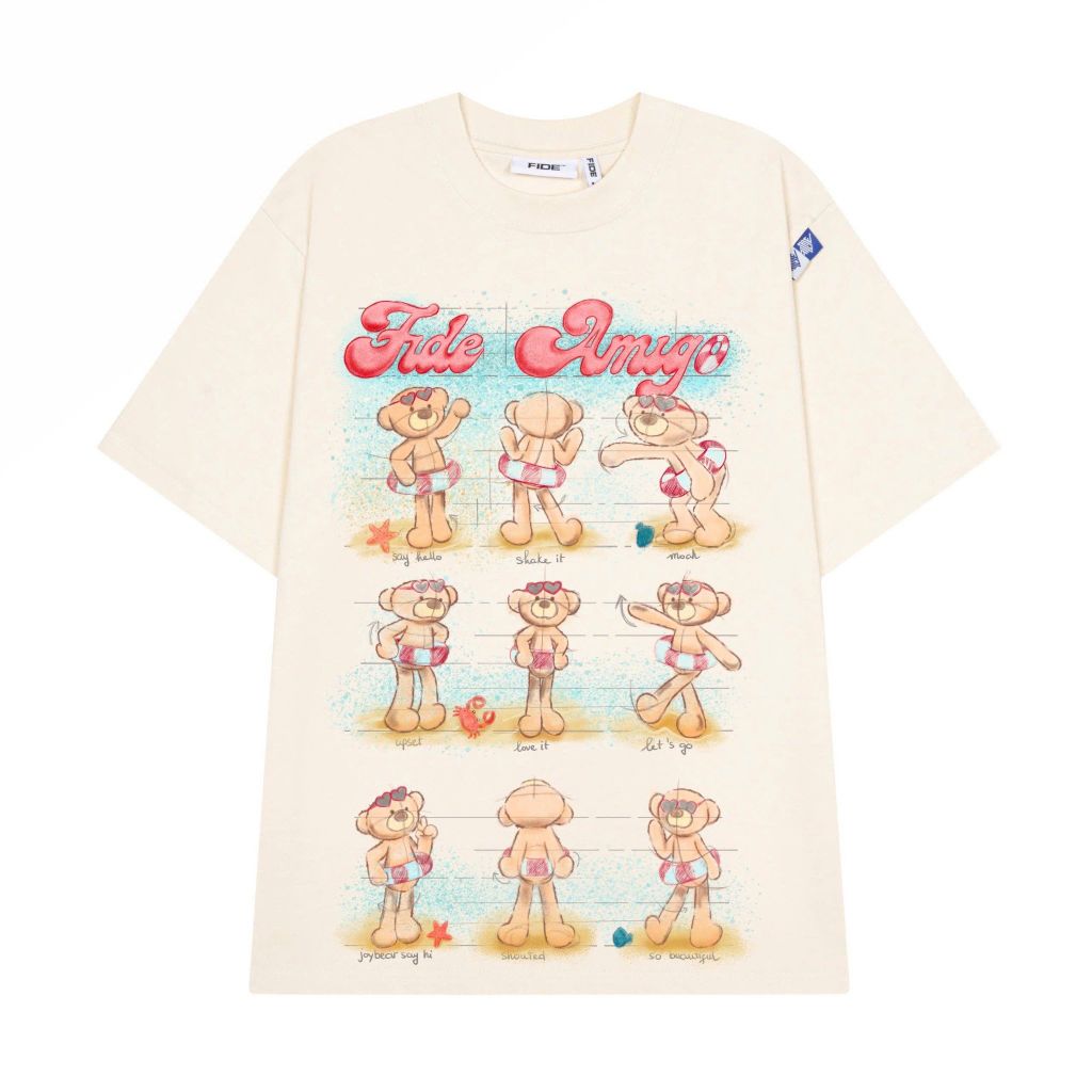 Áo thun FIDE JoyBear phông unisex form rộng local brand nam nữ cổ tròn oversize - AT176