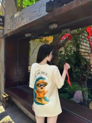 Áo thun FIDE JoyBear unisex form rộng đính gấu local brand cổ tròn oversize - AT174