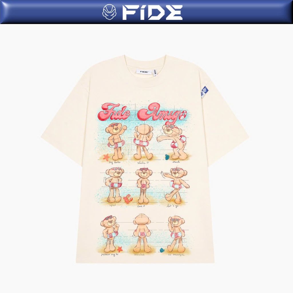 Áo thun FIDE JoyBear phông unisex form rộng local brand nam nữ cổ tròn oversize - AT176