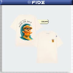 Áo thun FIDE JoyBear unisex form rộng đính gấu local brand cổ tròn oversize - AT174