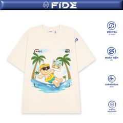 Áo thun FIDE JoyBear unisex form rộng đính gấu local brand cổ tròn oversize - AT178