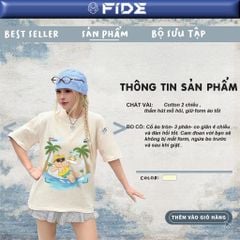 Áo thun FIDE JoyBear unisex form rộng đính gấu local brand cổ tròn oversize - AT178