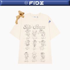 Áo thun FIDE JoyBear unisex form rộng đính gấu local brand cổ tròn oversize - AT177(Tặng gấu)