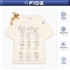 Áo thun FIDE JoyBear unisex form rộng đính gấu local brand cổ tròn oversize - AT177(Tặng gấu)
