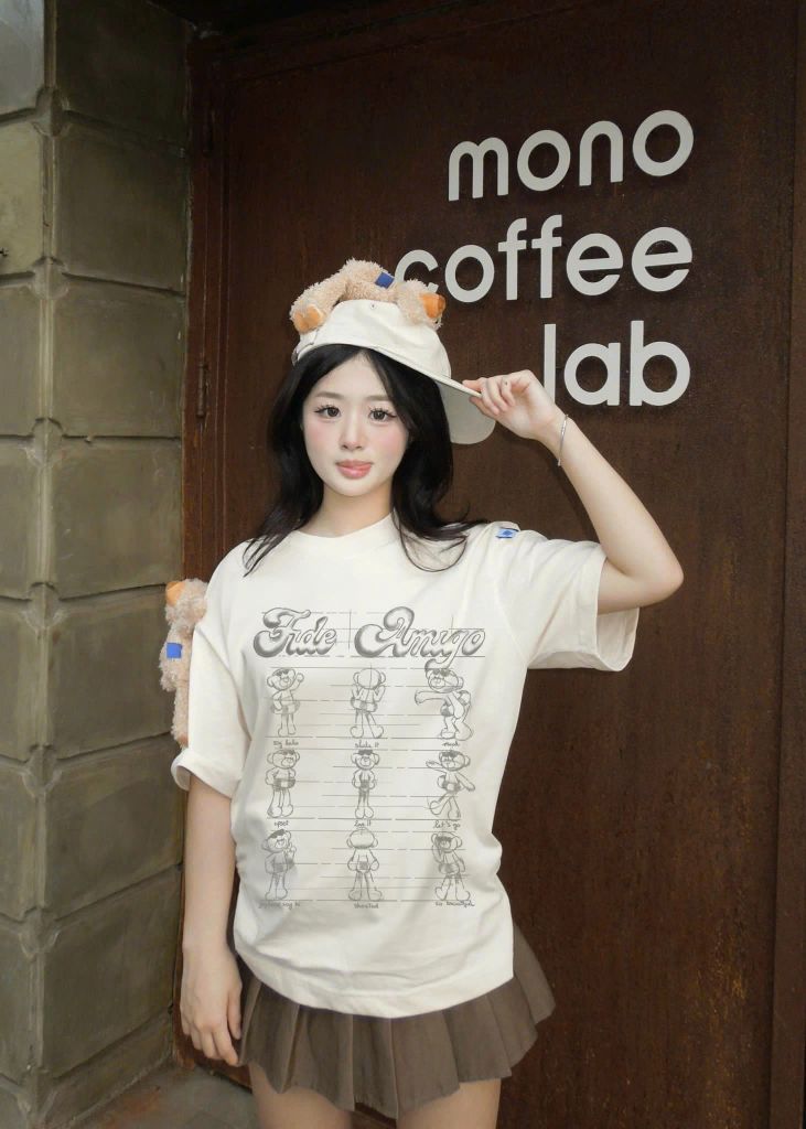 Áo thun FIDE JoyBear unisex form rộng đính gấu local brand cổ tròn oversize - AT177(Tặng gấu)