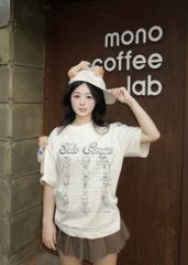 Áo thun FIDE JoyBear unisex form rộng đính gấu local brand cổ tròn oversize - AT177(Tặng gấu)