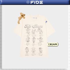 Áo thun FIDE JoyBear unisex form rộng đính gấu local brand cổ tròn oversize - AT177(Tặng gấu)